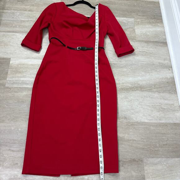 Black Halo Jackie O Three-quarter Sleeve Sheath Dress In Red  Women’s Size 4 - Picture 10 of 10